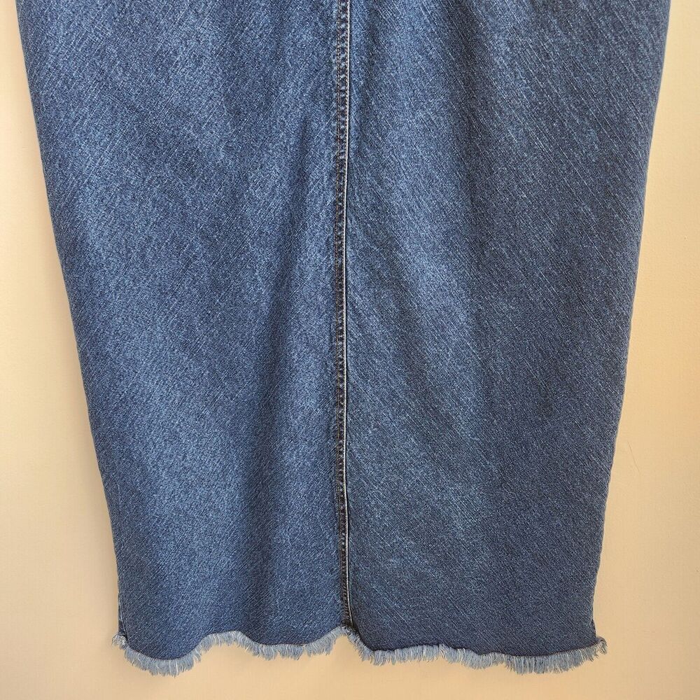 Bill Blass Jean Skirt Women 14 Blue Denim Back Slit Maxi Retro Grunge Casual Y2K - Picture 3 of 15